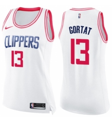 Women's Nike Los Angeles Clippers #13 Marcin Gortat Swingman White Pink Fashion NBA Jersey
