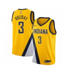 Men's Indiana Pacers #3 Aaron Holiday Authentic Gold Finished Basketball Jersey - Statement Edition