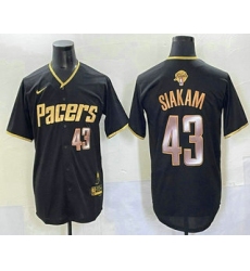 Men's Indiana Pacers #43 Pascal Siakam Black Gold 2025 Finals Vapor Stitched Baseball Jersey