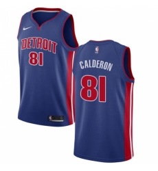 Men's Nike Detroit Pistons #81 Jose Calderon Swingman Royal Blue NBA Jersey - Icon Edition