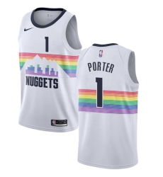 Men's Nike Denver Nuggets #1 Michael Porter Swingman White NBA Jersey - City Edition