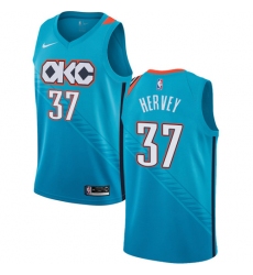 Men's Nike Oklahoma City Thunder #37 Kevin Hervey Swingman Turquoise NBA Jersey - City Edition