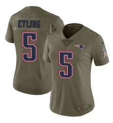 Women's Nike New England Patriots #5 Danny Etling Limited Olive 2017 Salute to Service NFL Jersey