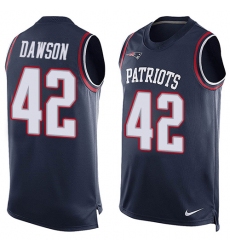Men's Nike New England Patriots #42 Duke Dawson Limited Navy Blue Player Name & Number Tank Top NFL Jersey