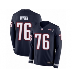 Men's Nike New England Patriots #76 Isaiah Wynn Limited Navy Blue Therma Long Sleeve NFL Jersey