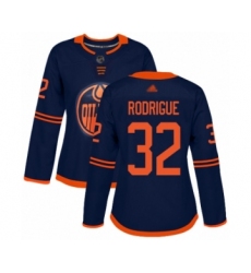 Women's Edmonton Oilers #32 Olivier Rodrigue Authentic Navy Blue Alternate Hockey Jersey