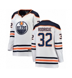 Women's Edmonton Oilers #32 Olivier Rodrigue Authentic White Away Fanatics Branded Breakaway Hockey Jersey