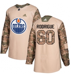 Youth Adidas Edmonton Oilers #60 Olivier Rodrigue Authentic Camo Veterans Day Practice NHL Jersey