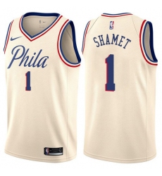 Women's Nike Philadelphia 76ers #1 Landry Shamet Swingman Cream NBA Jersey - City Edition