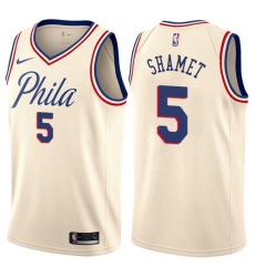 Women's Nike Philadelphia 76ers #5 Landry Shamet Swingman Cream NBA Jersey - City Edition