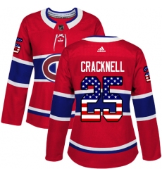Women's Adidas Montreal Canadiens #25 Adam Cracknell Authentic Red USA Flag Fashion NHL Jersey