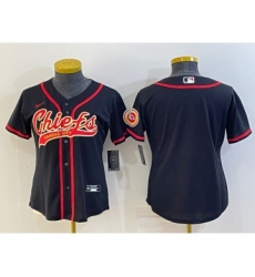 Women's Kansas City Chiefs Blank Black With Patch Cool Base Stitched Baseball Jersey