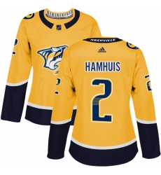 Women's Adidas Nashville Predators #2 Dan Hamhuis Authentic Gold Home NHL Jersey