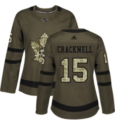 Women's Adidas Toronto Maple Leafs #15 Adam Cracknell Authentic Green Salute to Service NHL Jersey