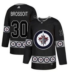 Men's Adidas Winnipeg Jets #30 Laurent Brossoit Authentic Black Team Logo Fashion NHL Jersey