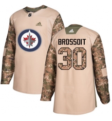 Youth Adidas Winnipeg Jets #30 Laurent Brossoit Authentic Camo Veterans Day Practice NHL Jersey