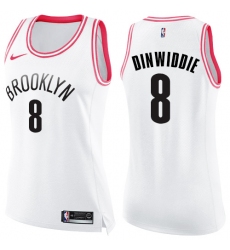 Women's Nike Brooklyn Nets #8 Spencer Dinwiddie Swingman White Pink Fashion NBA Jersey