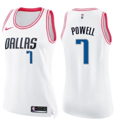 Women's Nike Dallas Mavericks #7 Dwight Powell Swingman White Pink Fashion NBA Jersey