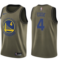 Youth Nike Golden State Warriors #4 Quinn Cook Swingman Green Salute to Service NBA Jersey
