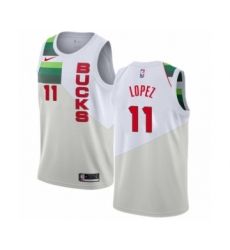 Youth Nike Milwaukee Bucks #11 Brook Lopez White Swingman Jersey - Earned Edition