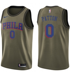 Men's Nike Philadelphia 76ers #0 Justin Patton Swingman Green Salute to Service NBA Jersey