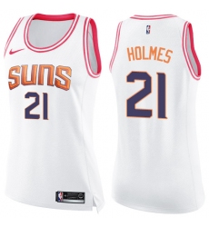Women's Nike Phoenix Suns #21 Richaun Holmes Swingman White Pink Fashion NBA Jersey