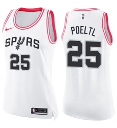 Women's Nike San Antonio Spurs #25 Jakob Poeltl Swingman White Pink Fashion NBA Jersey