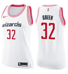 Women's Nike Washington Wizards #32 Jeff Green Swingman White Pink Fashion NBA Jersey