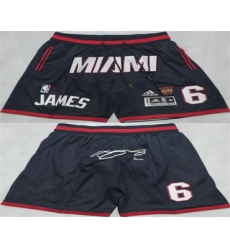 Men's Miami Heat #6 LeBron James Black Just Don Shorts