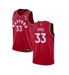 Men's Toronto Raptors #33 Marc Gasol Swingman Red 2019 Basketball Finals Champions Jersey - Icon Edition