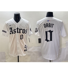 Men's Houston Astros #0 Orbit White Gothic 'Houston Born Barrio Raised' Limited Stitched Baseball Jersey