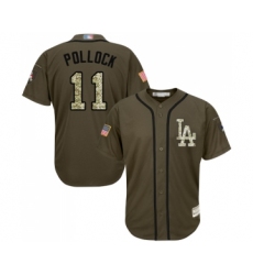 Men's Los Angeles Dodgers #11 A. J. Pollock Authentic Green Salute to Service Baseball Jersey