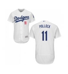 Men's Los Angeles Dodgers #11 A. J. Pollock White Home Flex Base Authentic Collection Baseball Jersey