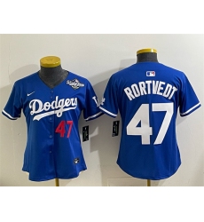 Women's Los Angeles Dodgers #47 Ben Rortvedt Royal 2025 World Series Limited Stitched Baseball Jersey(Run Small)