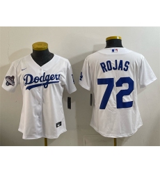 Women's Los Angeles Dodgers #72 Miguel Rojas White 2025 World Series Champions Home Cool Base Stitched Baseball Jersey(Run Small)