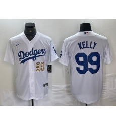 Mens Los Angeles Dodgers #99 Joe Kelly Number White Stitched Cool Base Nike Jersey