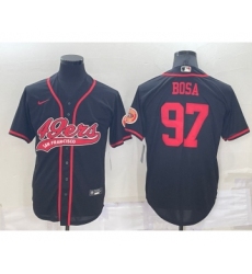 Men's San Francisco 49ers #97 Nick Bosa Black Stitched Cool Base Nike Baseball Jersey