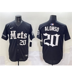 Men's New York Mets #20 Pete Alonso Black 'Gotham Gothic Edition' Vapor Premier Limited Stitched Baseball Jersey