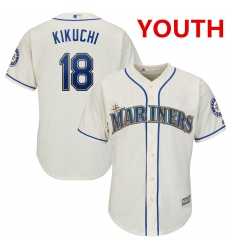 Youth Seattle Mariners 18 Yusei Kikuchi Cream Cool Base Jersey