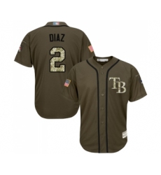 Youth Tampa Bay Rays #2 Yandy Diaz Authentic Green Salute to Service Baseball Jersey