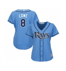 Women's Tampa Bay Rays #8 Brandon Lowe Replica Light Blue Alternate 2 Cool Base Baseball Jersey