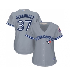 Women's Toronto Blue Jays #37 Teoscar Hernandez Replica Grey Road Baseball Jersey