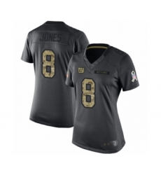 Women's New York Giants #8 Daniel Jones Limited Black 2016 Salute to Service Football Jersey