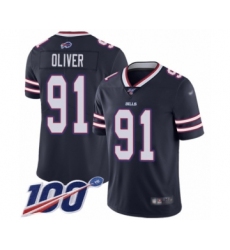 Men's Buffalo Bills #91 Ed Oliver Limited Navy Blue Inverted Legend 100th Season Football Jersey
