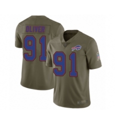 Men's Buffalo Bills #91 Ed Oliver Limited Olive 2017 Salute to Service Football Jersey