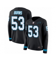 Women's Carolina Panthers #53 Brian Burns Limited Black Therma Long Sleeve Football Jersey