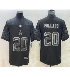 Men's Dallas Cowboys #20 Tony Pollard Black Reflective Limited Stitched Football Jersey