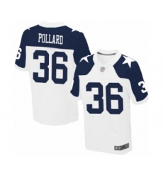 Men's Dallas Cowboys #36 Tony Pollard Elite White Throwback Alternate Football Jersey