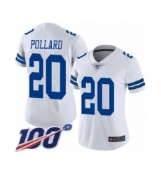 Women's Dallas Cowboys #20 Tony Pollard White Vapor Untouchable Limited Player 100th Season Football Jersey