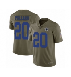 Youth Dallas Cowboys #20 Tony Pollard Limited Olive 2017 Salute to Service Football Jersey